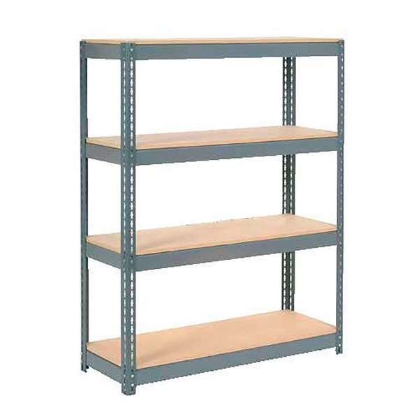 Extra Heavy Duty Shelving, Wood Deck, 4 Shelves, 48Wx12Dx60H, Gray